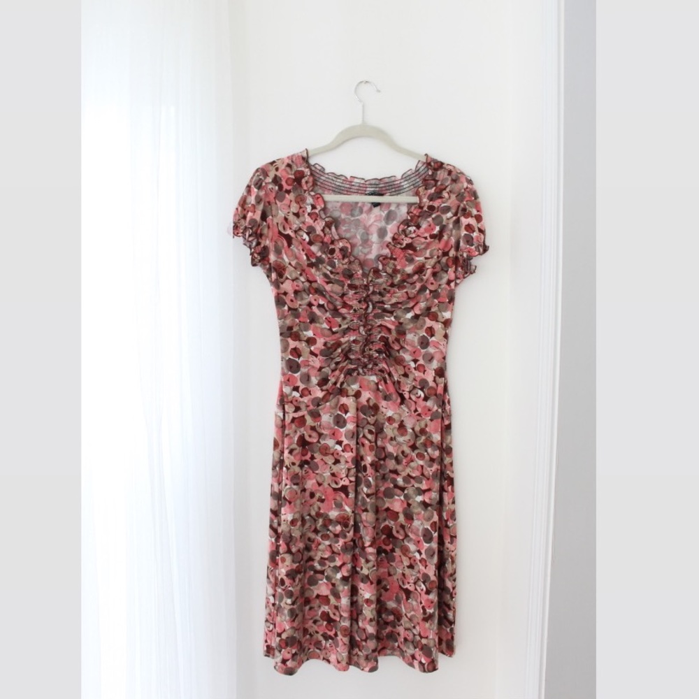 Cinched A-Line Dress with Ruffle sleeves